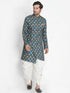 Vastramay Men's Dark Green Silk Blend Sherwani Set